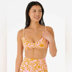 Rip Curl Afterglow Swirl Bralette Bikini Top & Hi Waist Cheeky Pant, pink